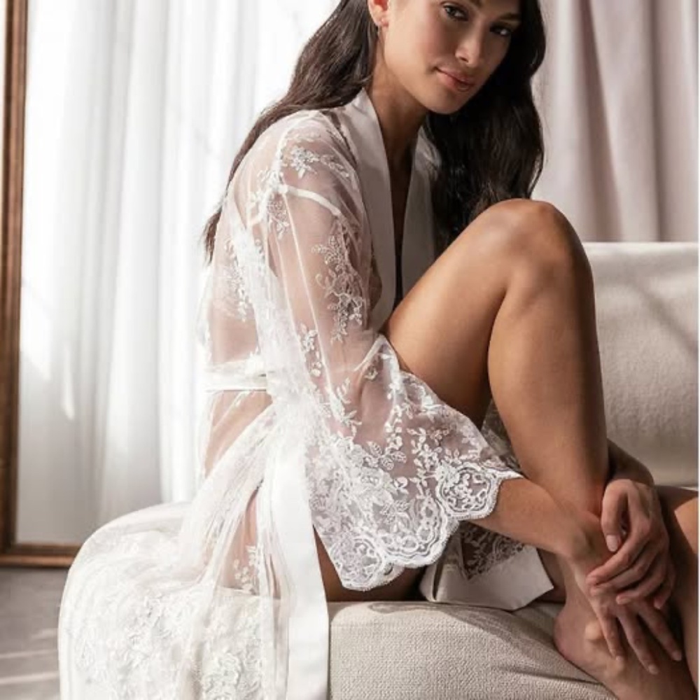 Beautiful Lace Bridal Robe and Slip
